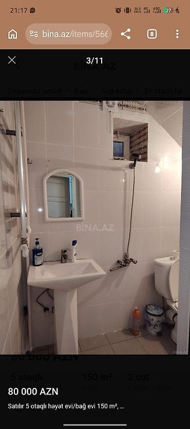 nar bagi: 5 otaqlı, 144 kv. m, Kredit yoxdur, Orta təmir — 3