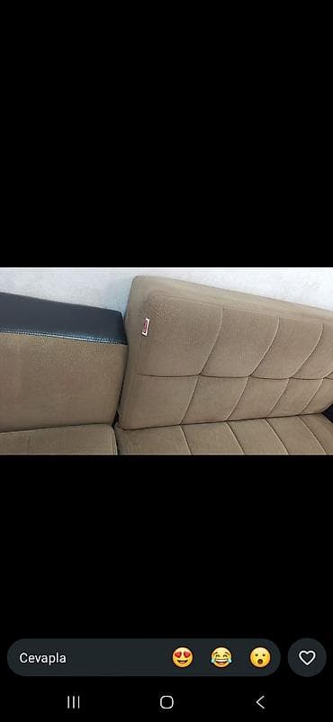 tek divan: Müasir dizaynlı L formalı künc divan dəsti - Rəng: bej parça oturacaq — 2