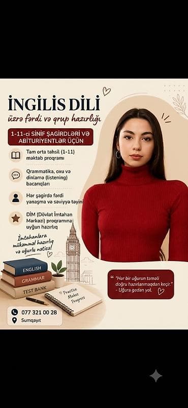 Xarici dil kursu, İngilis dili, Uşaqlar üçün, Abituriyentlər üçün lalafo.az -da Xarici dil kursu, İngilis dili, Uşaqlar üçün, Abituriyentlər üçün