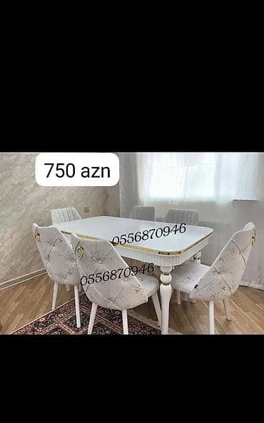 Qonaq otağı üçün, Yeni, Açılmayan, Dördbucaq masa, 6 stul — 4
