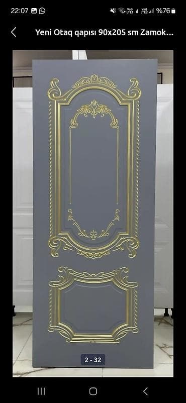 Otaq qapısı – klassik dizayn - Ölçü: 90 x 205 sm - Rəng: tünd boz (mat