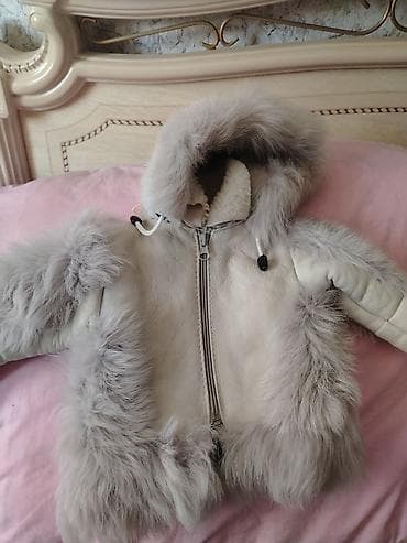 Üst geyimləri: Uşaq üçün qışlıq ikiüzlü kürk gödəkcə. - Model: kapüşonlu, tam öndən — 3