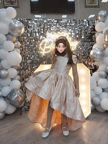 Qız uşaqları üçün ziyafət/libas - Model: Asimmetrik ətəkli, önü