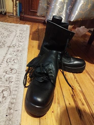 hərbi ayaqqabı: Qara rəngli kişi hərbi/taktiki çəkmələr - Model: yüksək boğazlı — 2