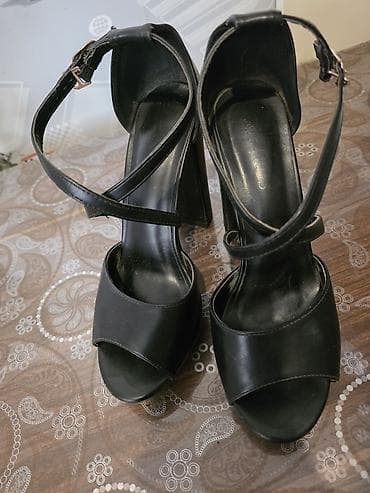 Tuflilər: Qadın yüksək dabanlı sandal – qara rəng az islenmis. real alana — 5