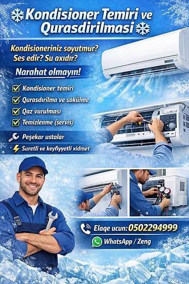 Услуги по строительству и ремонту: Kondisioner təmiri və quraşdırılması xidməti - Kondisionerin təmiri - — 1