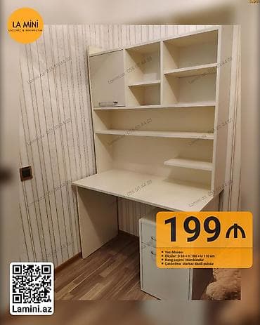 sac stolu: Yazı masası və rəfli üst modul - Ölçülər: dərinlik 50 sm x hündürlük — 1