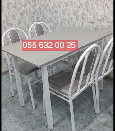 metbex stolu qiymeti: Mətbəx üçün, Açılmayan, Dördbucaq masa, 4 stul — 6