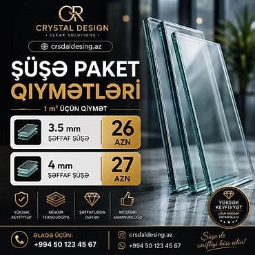 plasmas şüşə: Şüşə paketlər – Crystal Design (crsdaldesign.az) Məhsul: Şəffaf şüşə — 1