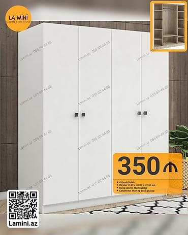4 qapılı paltar dolabı – La Mini dizaynı - Model: Laconic &amp;