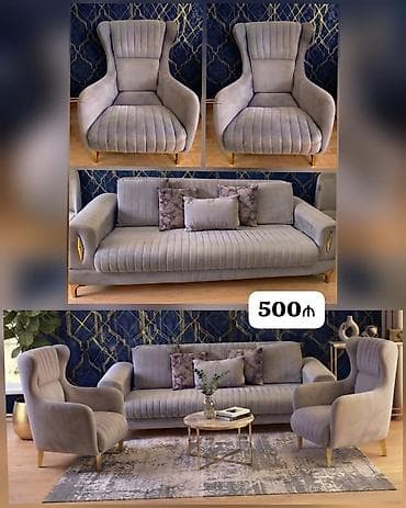 divan krislo: İşlənmiş, Divan, 2 kreslo, Bazalı, Açılan — 1