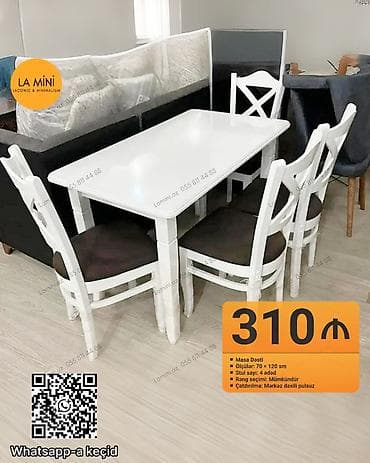 Mətbəx üçün, Açılmayan, Dördbucaq masa, 4 stul lalafo.az -da Mətbəx üçün, Açılmayan, Dördbucaq masa, 4 stul