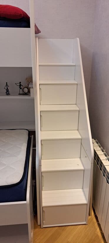 двуспальная кровать с подъемным механизмом: Для девочки и мальчика, Новый, Кровать, С матрасом, С выдвижными ящиками, МДФ — 5