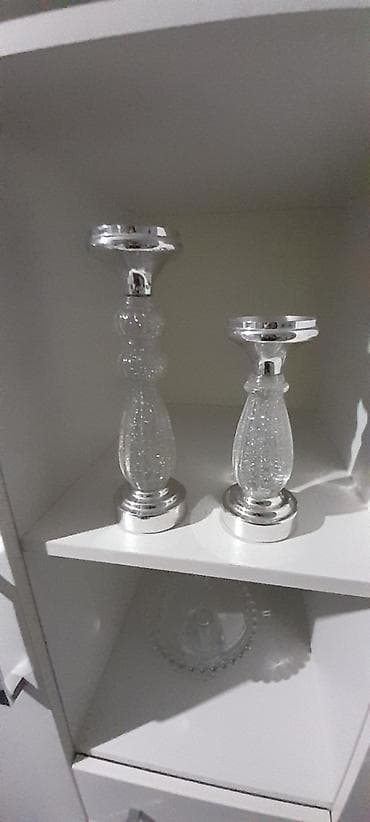 Məhsul: Dekorativ şamlıq dəsti (2 ədəd)12 - Material: Şüşə gövdə