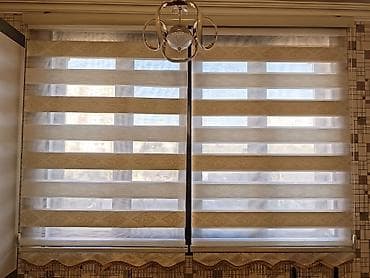 maqnit setka perde: Zebra jalüz pərdə dəsti eni 215sm uzunu 165sm - Rəng: krem/bej tonları — 2