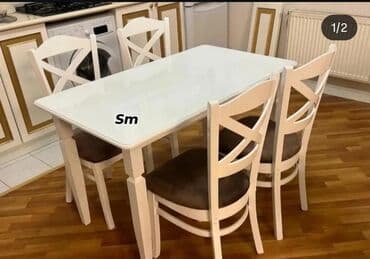 stol desdi: Mətbəx üçün, Dördbucaq masa, 4 stul — 10