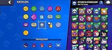 oyun qonsolu: Brawl Stars oyunu üçün hesab - Kupa: 43.558 - Gücləndiricilər, mağaza — 9