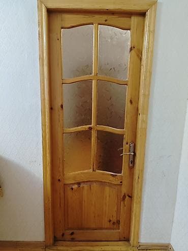 budda: Şüşəli taxta otaq qapısı - Material: təbii ağac (şam ağacı teksturası — 5