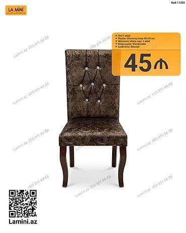 balkon stul: Mebel: Yumşaq nahar/otaq stulu - Modell: Kod 11335 - Miqdar: 1 ədəd - — 1