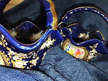 taxta sebet: Məhsul: 2 ədəd dekorativ porselen səbət - Material: Porselen/keramika — 2