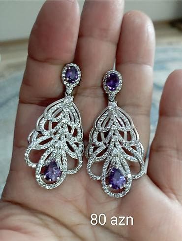 gumus sirgalar: Zərif asqılı sırğalar kolleksiyası 1) Şərq motivli qaşlı sırğa – 85 — 2