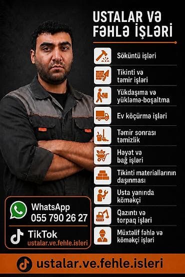 evde is imkanlari: Ustalar və fəhlə işləri – peşəkar briqada Xidmətlər: - Söküntü işləri — 1