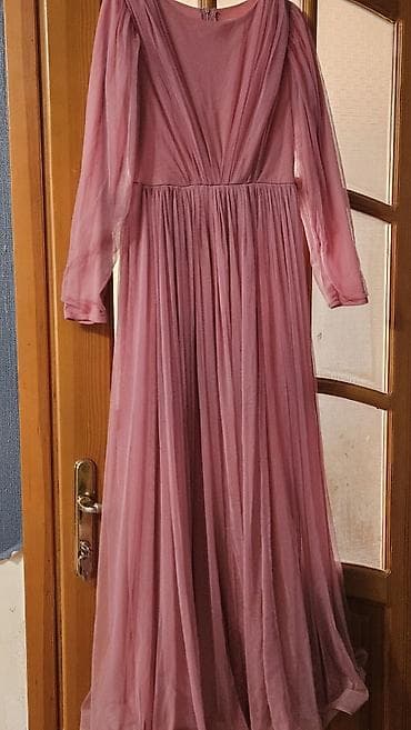 toyu: Zərif şifon axşam/gecə geyimi - Rəng: tozlu gül/çəhrayı - Uzunluq — 2