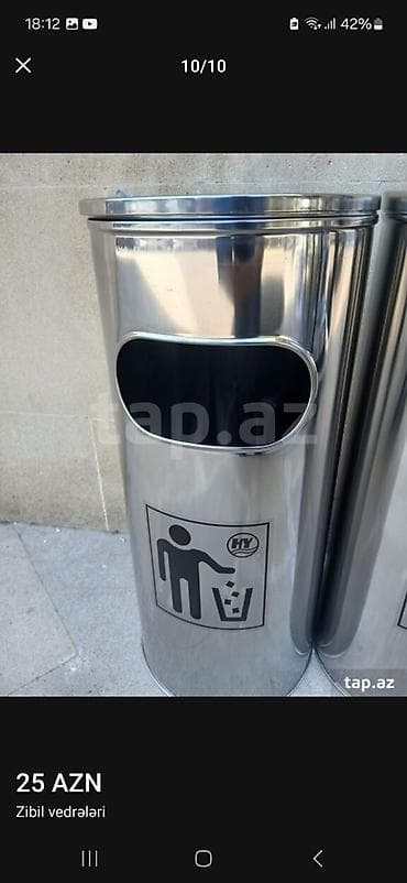 Tullantı qabları: Paslanmayan poladdan kül qablı zibil qutuları - Material: cilalanmış — 5