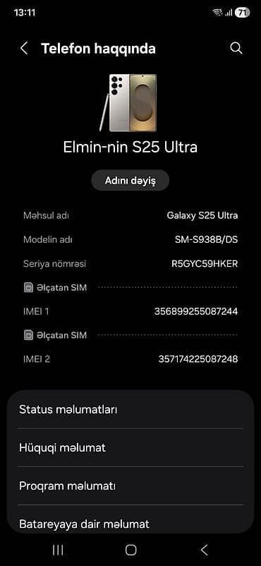Samsung Galaxy S25 Ultra, 512 GB, rəng - Boz, İki sim kartlı