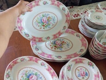 Mətbəx aksesuarları: Nahar dəsti, rəng - Çəhrayı, Farfor — 3