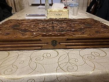 Спортивный инвентарь: Əl oyma naxışlı taxta nərd taxtası - Material: bərk ağac, cilalı səth — 5