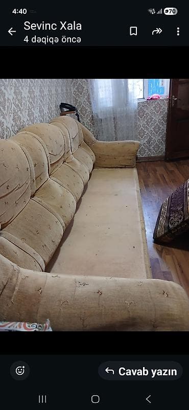 Bej rəngli yumşaq toxumalı divan - Klassik dizayn: Yarı dairəvi — 2