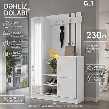 Dəhliz Dolabı G_1 - Ölçü: 120 × 200 × 45 sm - Rəng: ağ, zərif və lalafo.az -da Dəhliz Dolabı G_1 - Ölçü: 120 × 200 × 45 sm - Rəng: ağ, zərif və