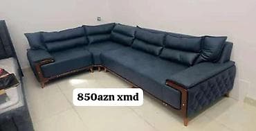 krep parca: - Məhsul: L‑şəkilli künc divan - Rəng: Tünd mavi - Üslub: Müasir — 1
