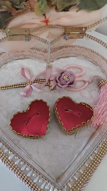 Toy aksesuarları: Xına dəsti /nişan dəsti – nişan üçün üzük qabı və lent qayçısı. - — 4