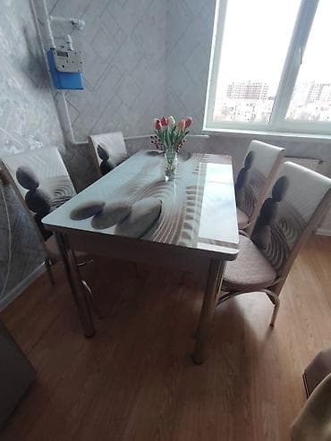 balkon ucun stol stul: Mətbəx üçün, Dördbucaq masa, 4 stul — 3