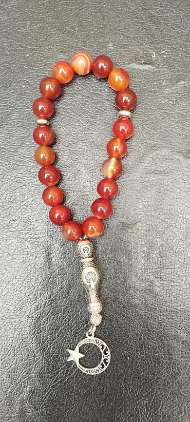 Бижутерия: Təbii daş təsbeh - Material: cilalanmış qırmızı-ərguvan tonlarında — 1