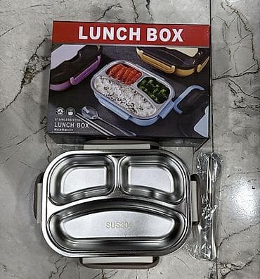 Paslanmayan poladdan (SUS304) bölməli yemək qabı – “Lunch Box”