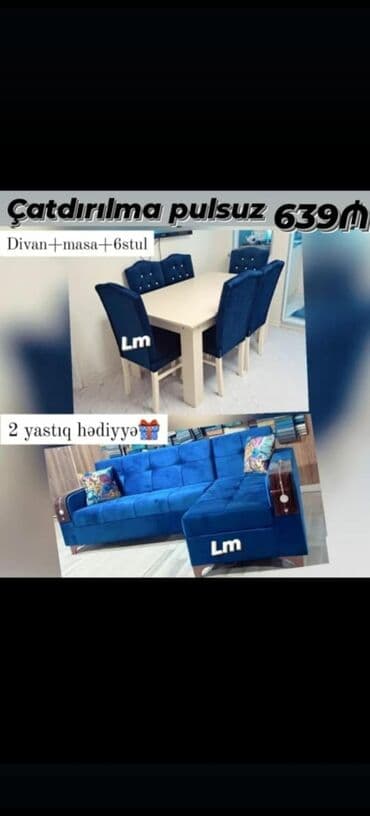 stol və stul dəstləri: Yeni, Künc divan, Divan, Bazalı, Açılan — 2