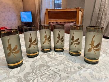 Qədəhlər, rəng - Boz, Bərkidilmiş şüşə, 6 ədədli dəst, Çexiya