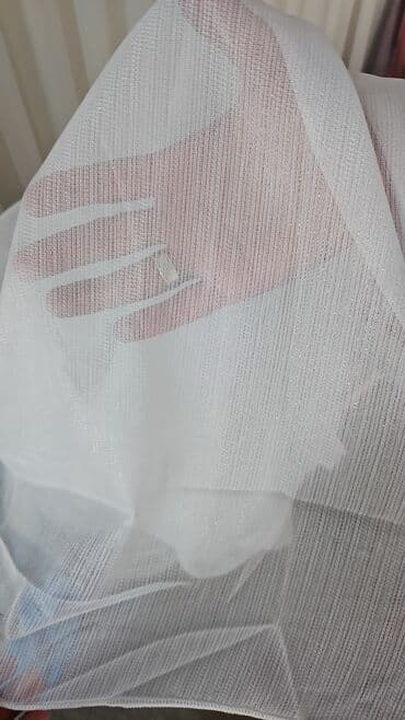 Ağ rəngli, incə toxunuşlu tull pərdə/parça - Material: şəffaf, yüngül
