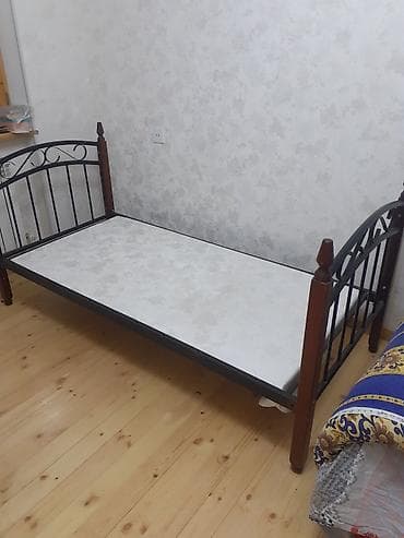 klass mebel: Metal-taxta kombinasiyalı ikimərtəbəli çarpayı - Karkas: möhkəm qara — 3