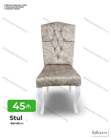 kohnə stul: Stul – 40×45 sm - Klassik üslubda dizayn: dekorativ düyməli kürsə — 1