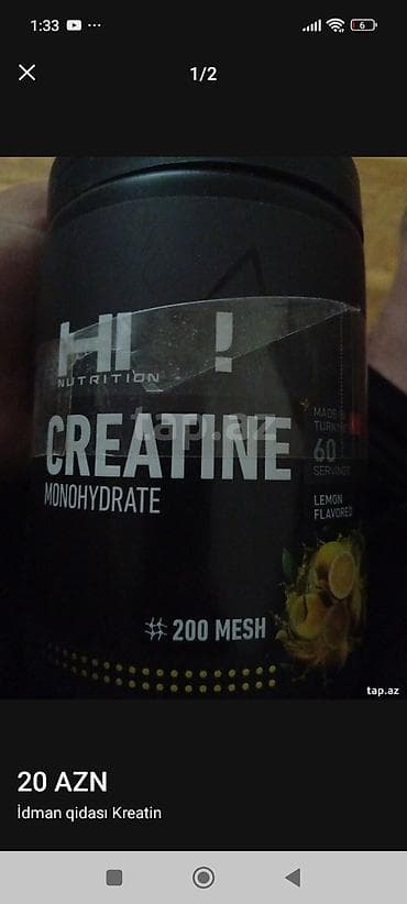 Спорт и отдых: HI! Nutrition Creatine Monohydrate – Limon aromalı, 200 mesh dənəcik — 1