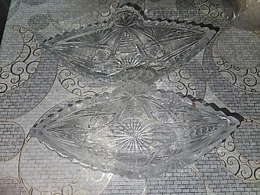 Şüşə qablar dəsti - Material: Xrustal salat qabı və meyvə qabı kimi