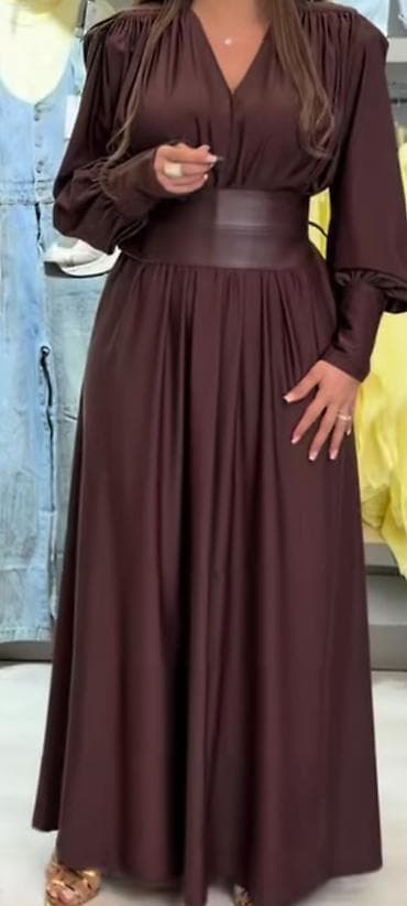 don formalari: Qəhvəyi uzun don - Rəng: tünd şokolad/qəhvəyi - Model: maxi ölçüdə — 1