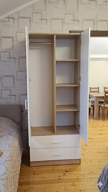 paltar wkaflari: 2 qapılı, Siyirməli, Ağ, Digər material, Açılan, Düz dolab — 2