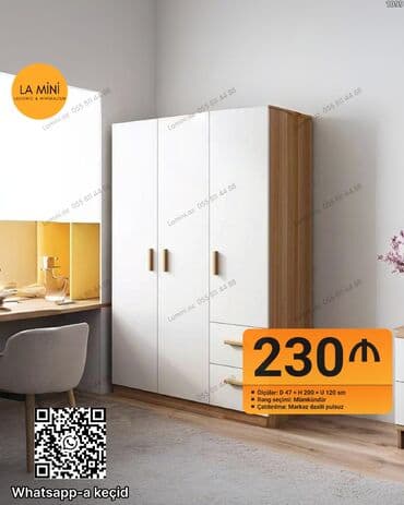 hamam dolab: Açılan, 3 qapılı Düz dolab, Qarderob, paltar dolabı — 1