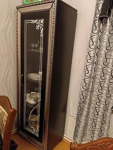 mebel el işi: Şüşəli vitrin dolabı - Material: MDF/Laminate korpus, ön hissə tam — 3