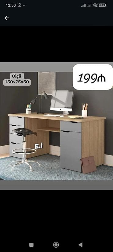 Ofis/iş masası – iki tərəfli çekmece bloklu model - Ölçü: 150 x 75 x — 1